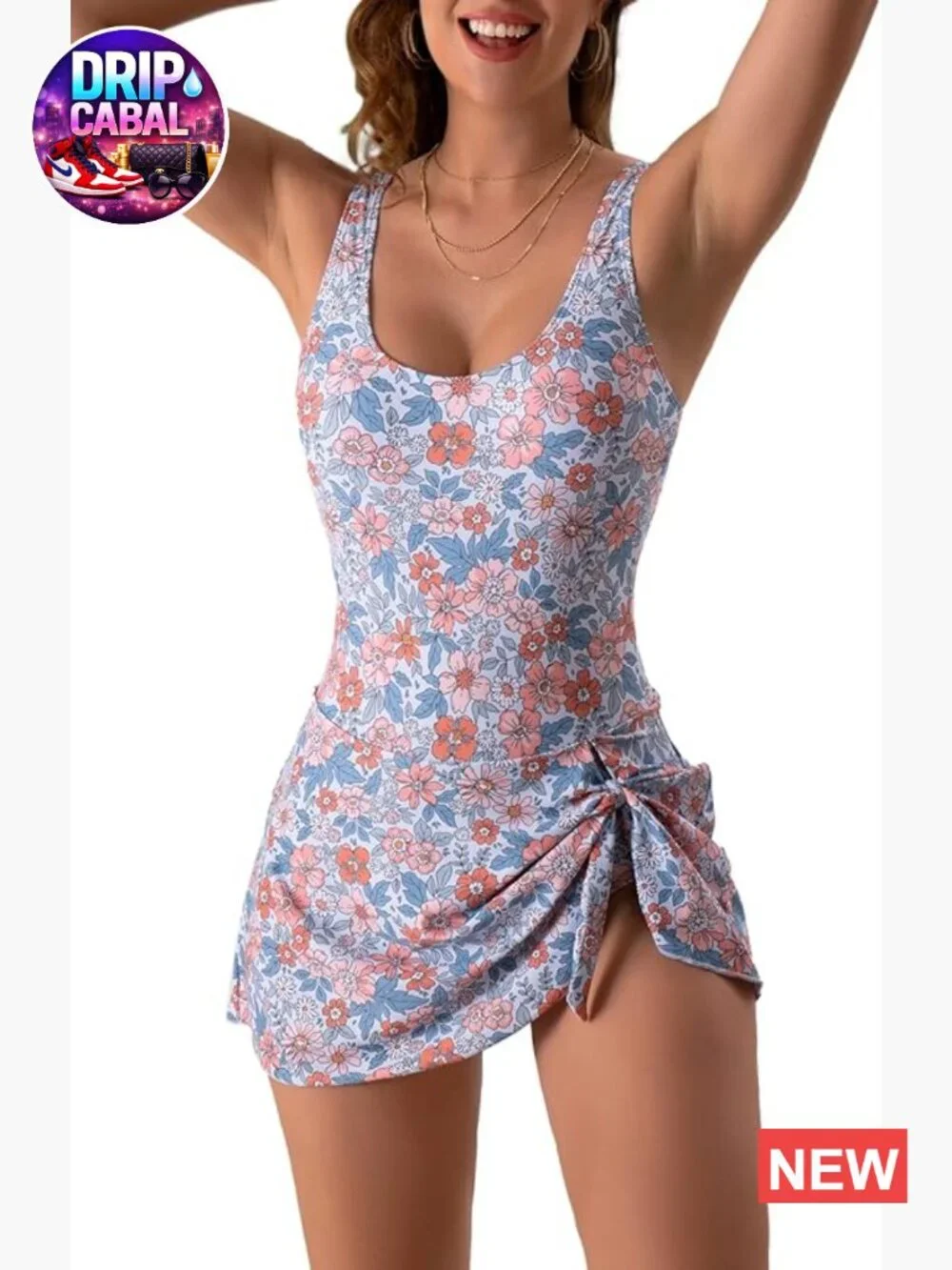 Tummy Control One Piece Swimdress with Skirt - Flattering Swimwear